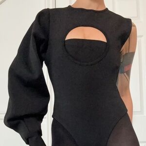 HAIGHT One-sleeved black bodysuit